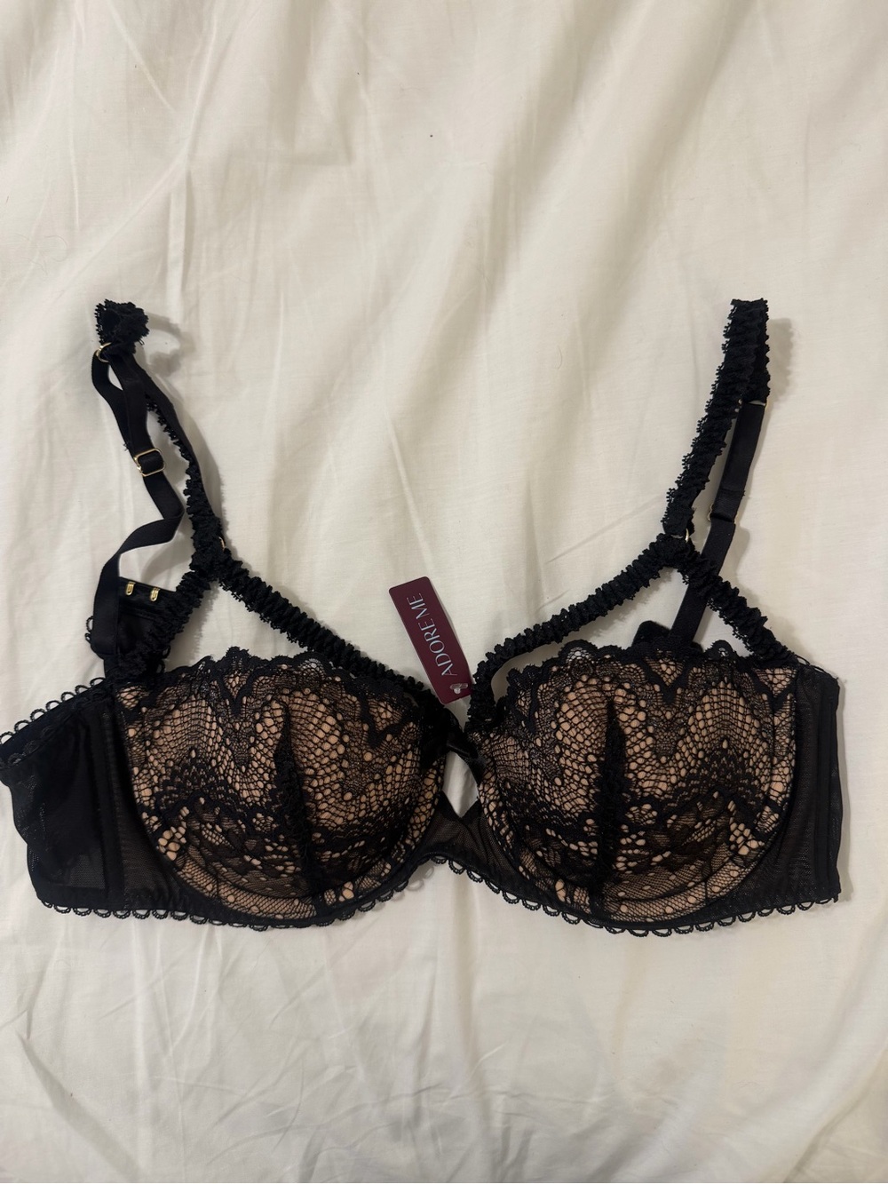 Adore Me Black Lace Bra with Nude Lining